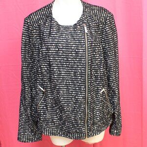 #572B NWT The Limited Black Dressy Jacket with Lace-esque Stripes Size 2X